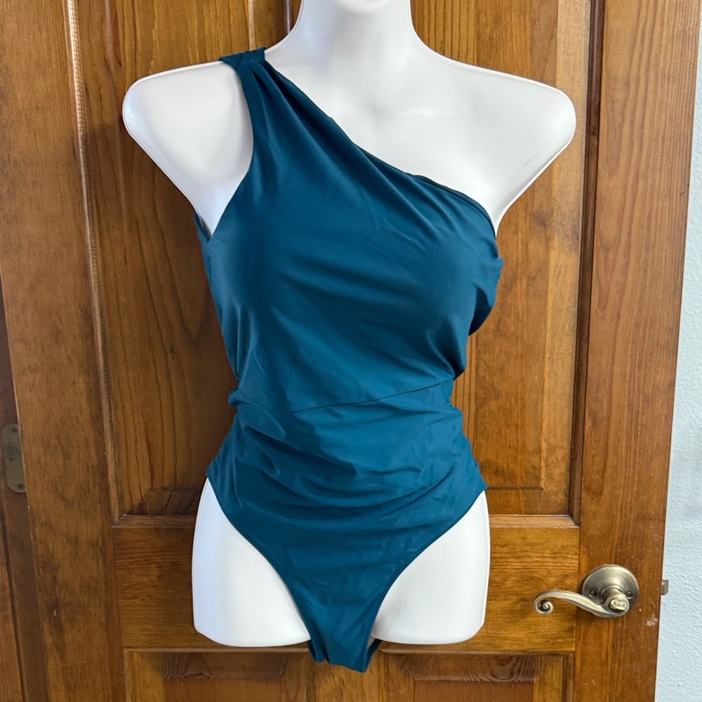 summersalt Teal One-Shoulder Sculpting One-Piece Swimsuit